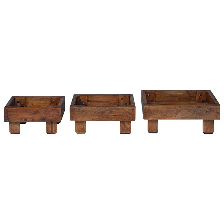 Planteholder 3 stk. Brun 35 x 35 x 12 cm Mahogni Træ