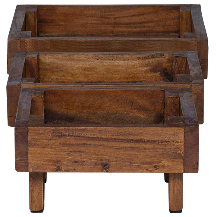 Planteholder 3 stk. Brun 35 x 35 x 12 cm Mahogni Træ