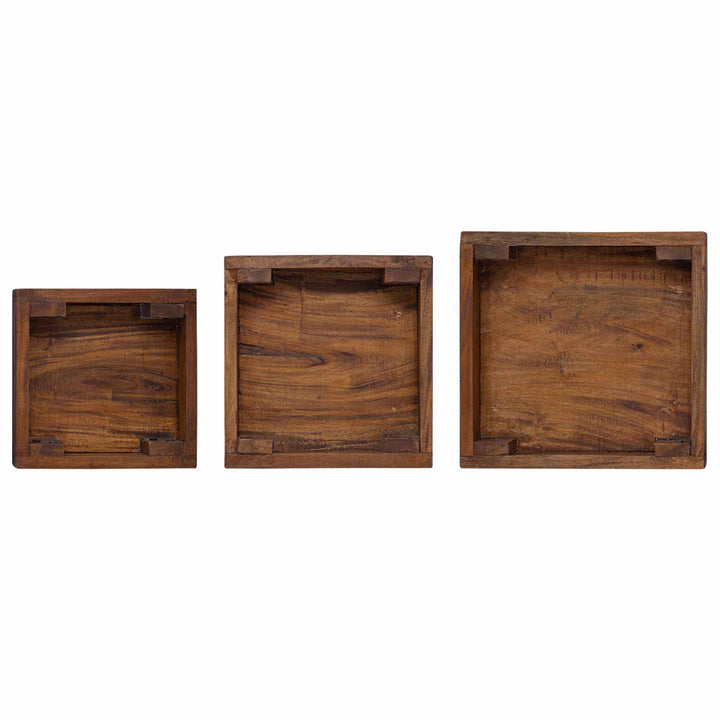 Planteholder 3 stk. Brun 35 x 35 x 12 cm Mahogni Træ