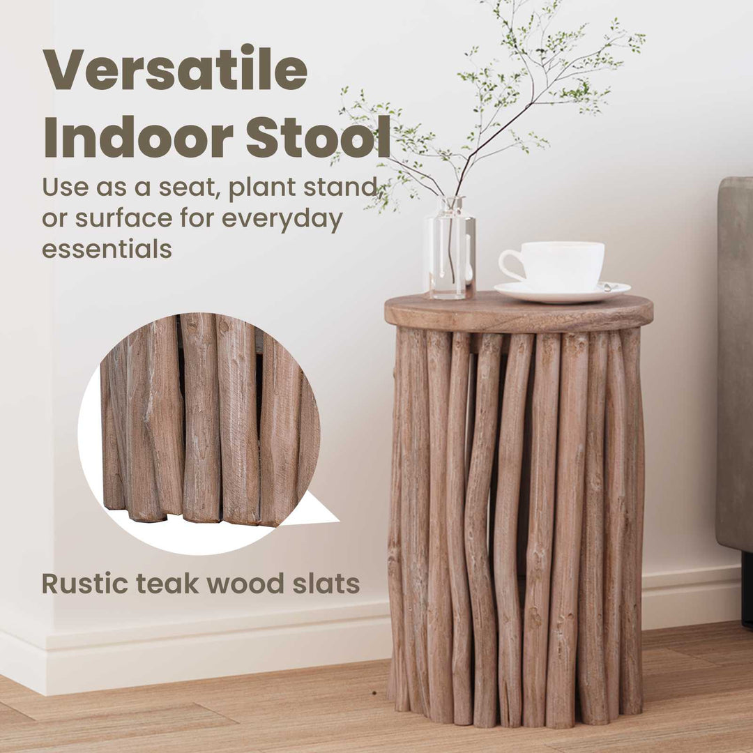 Taburet Naturfarvet 30 x 30 x 45 cm Massiv Teaktræ