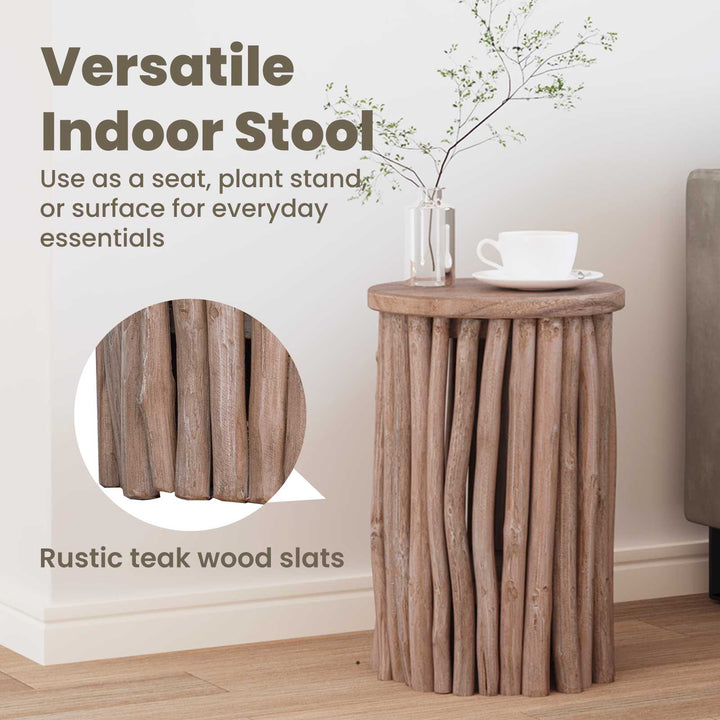 Taburet Naturfarvet 30 x 30 x 45 cm Massiv Teaktræ