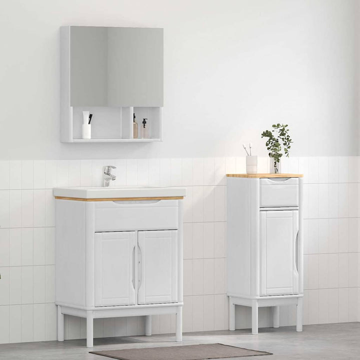 Badeværelsesmøbel sæt med dør FLORO 2 pcs Hvid Massivt fyrretræ