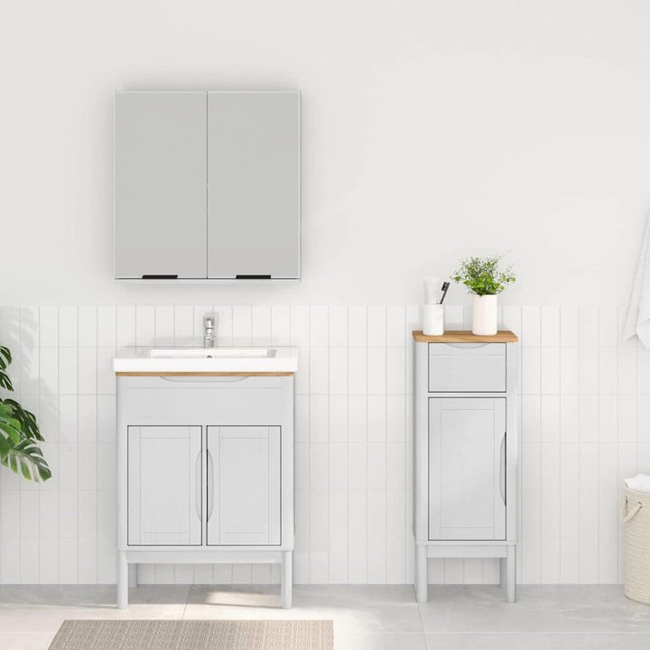 Badeværelsesmøbel sæt med dør FLORO 2 pcs Hvid Massivt fyrretræ