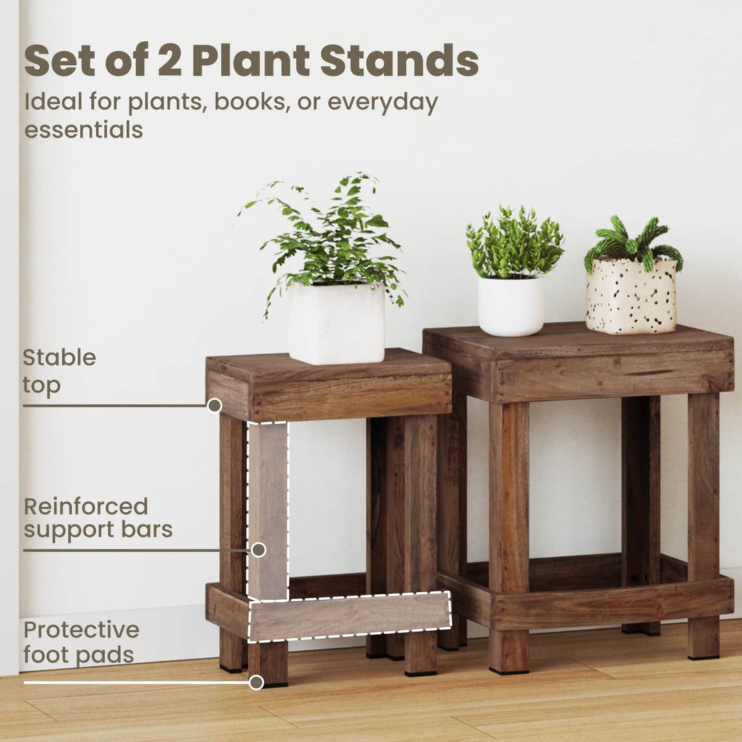 Planteholder 2 pcs Brun 70 x 11 x 27 cm Mahogni Træ