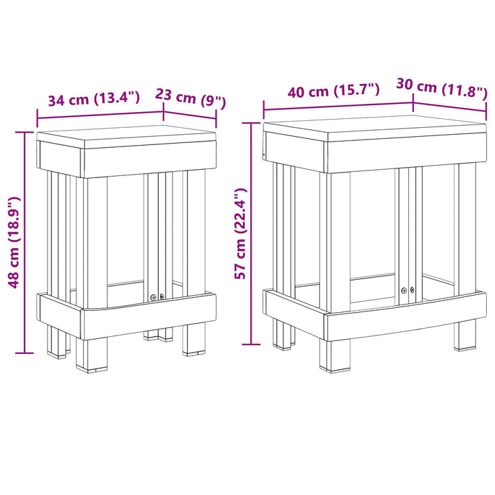 Planteholder 2 pcs Brun 70 x 11 x 27 cm Mahogni Træ