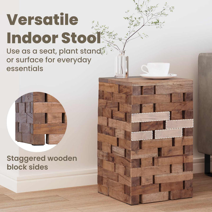 Taburet Naturfarvet 29 x 29 x 48 cm Massivt genbrugstræ