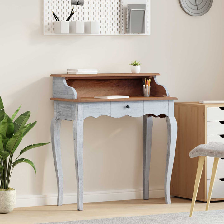 Skrivebord Brun og hvid 80 x 40 x 92 cm Massivt mahognitræ