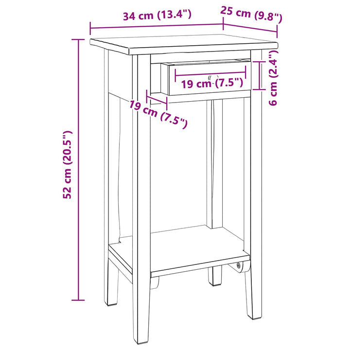 Planteholder med skuffe Brun 34 x 25 x 52 cm Mahogni Træ