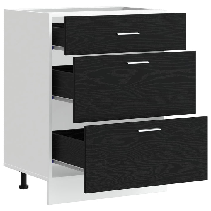 Køkken base kabinet Sort eg 60 x 46 x 81,5 cm Konstrueret træ