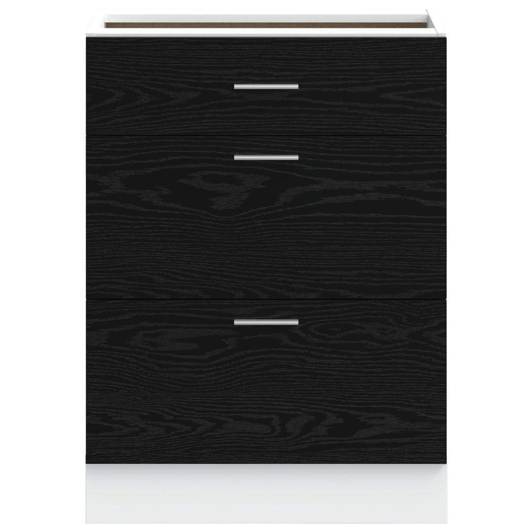 Køkken base kabinet Sort eg 60 x 46 x 81,5 cm Konstrueret træ