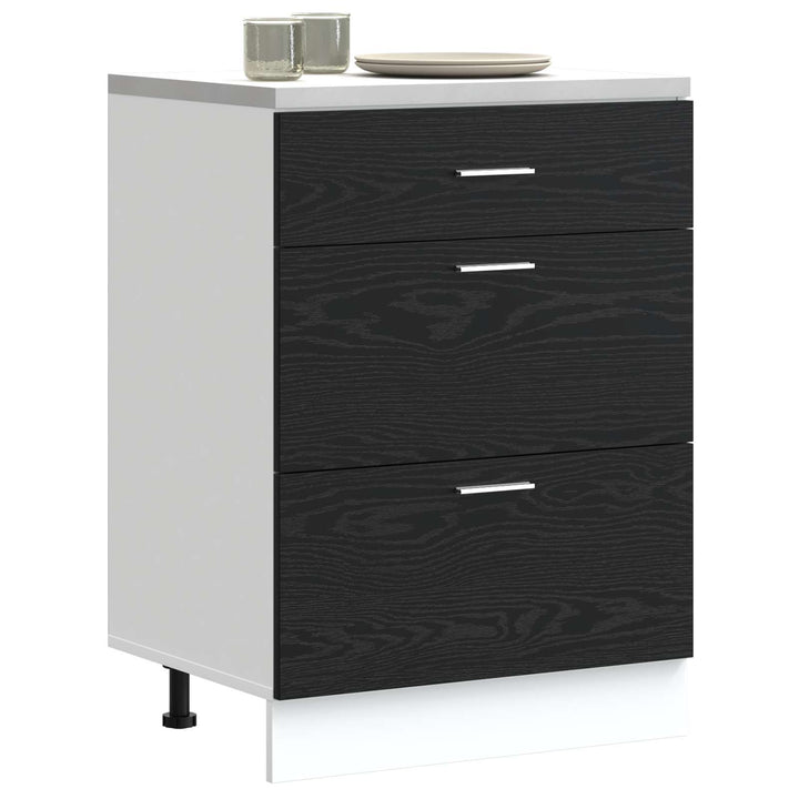 Køkken base kabinet Sort eg 60 x 46 x 81,5 cm Konstrueret træ