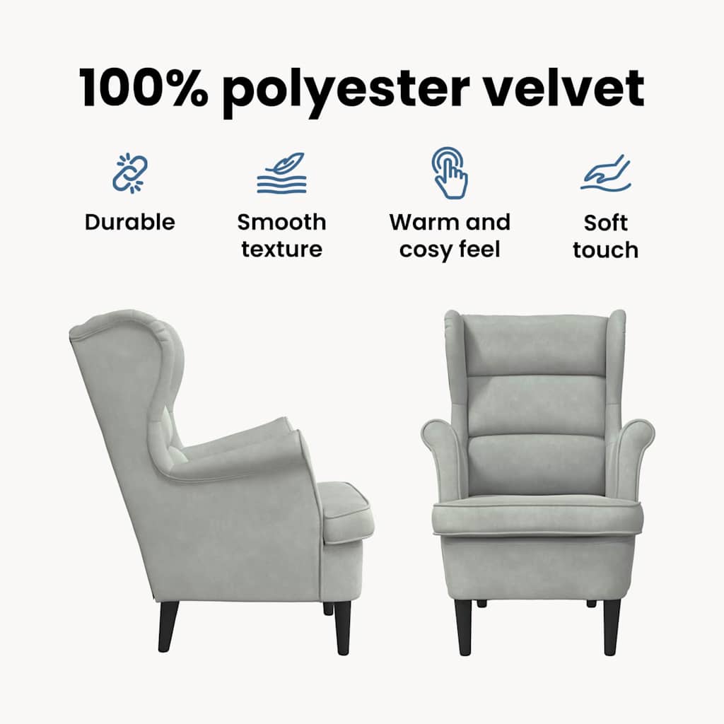 lænestol Lysegrå Fløjl