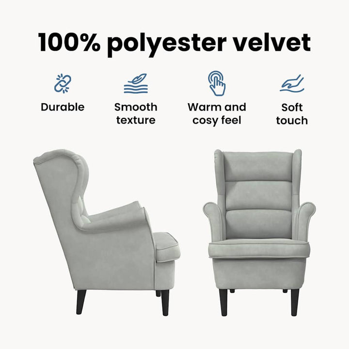 lænestol Lysegrå Fløjl