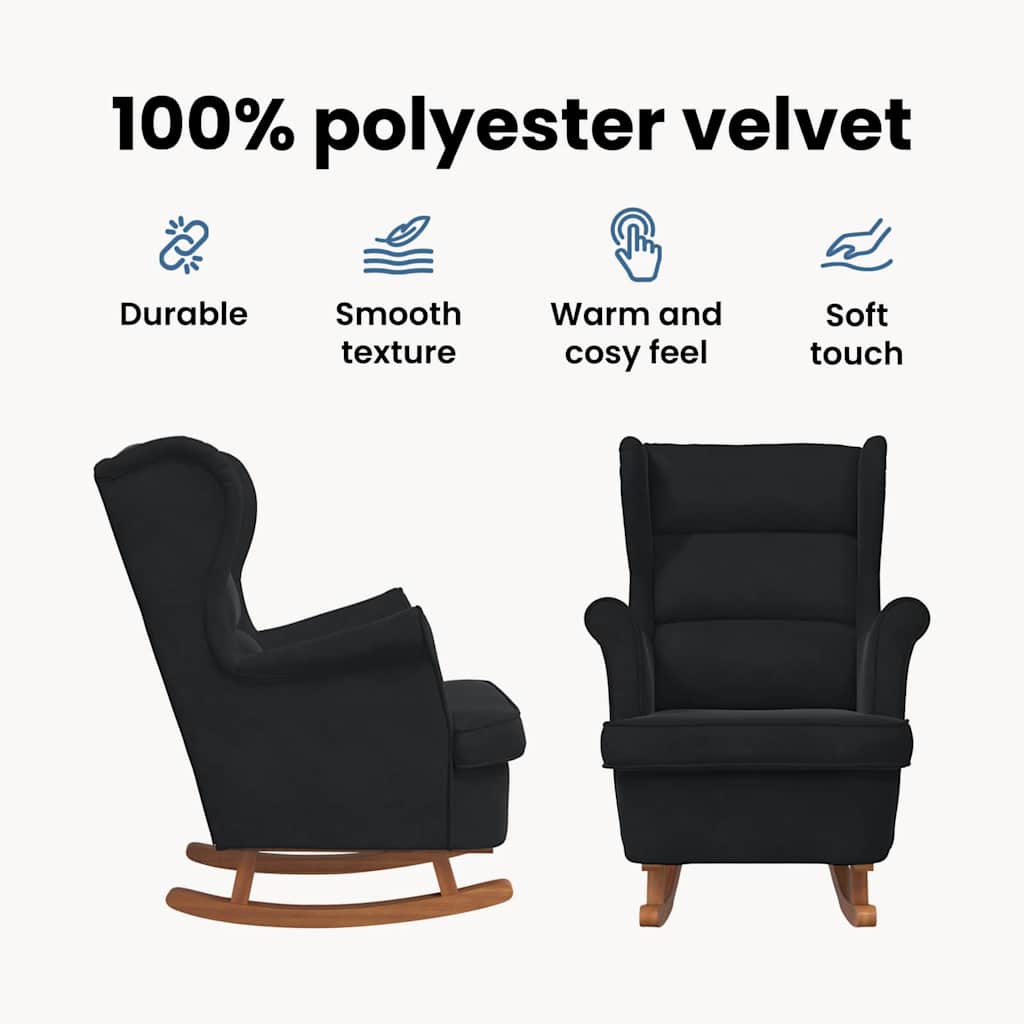Gyngestol med pude Sort 92 x 71 x 100 cm Krydsfinér