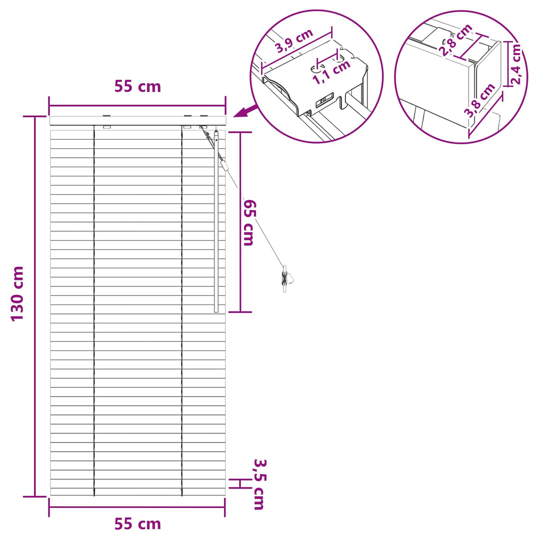 Persienner Sort 55 x 130 cm 35 mm Massivt Paulownia Træ