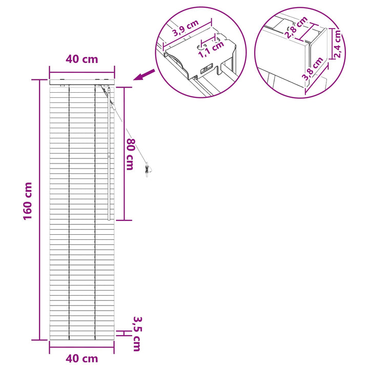 Persienner Sort 40 x 160 cm 35 mm Massivt Paulownia Træ