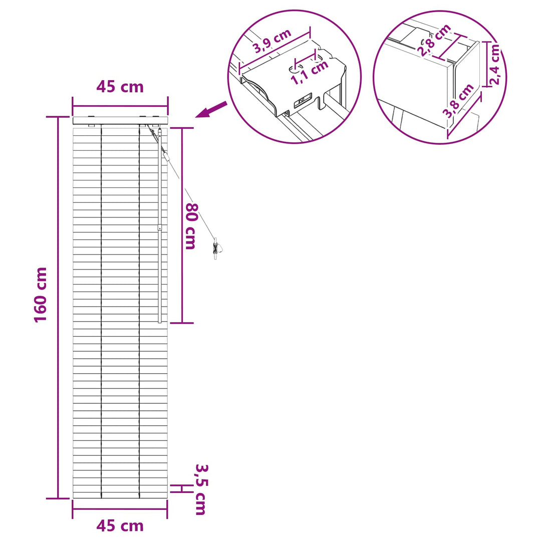Persienner Sort 45 x 160 cm 35 mm Massivt Paulownia Træ