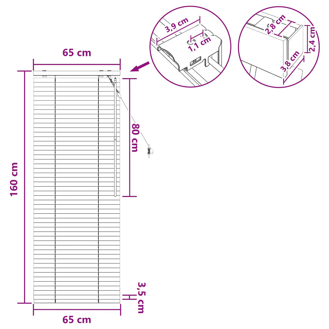 Persienner Sort 65 x 160 cm 35 mm Massivt Paulownia Træ