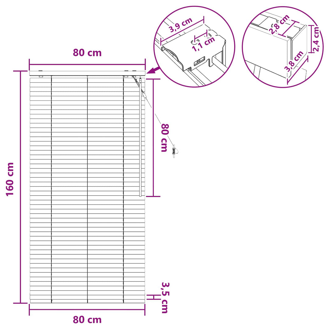 Persienner Sort 80 x 160 cm 35 mm Massivt Paulownia Træ