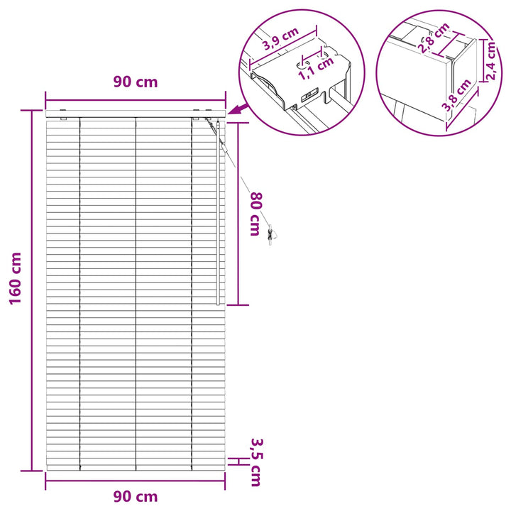 Persienner Sort 90 x 160 cm 35 mm Massivt Paulownia Træ