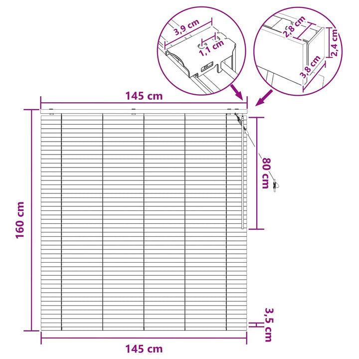 Persienner Sort 145 x 160 cm 35 mm Massivt Paulownia Træ