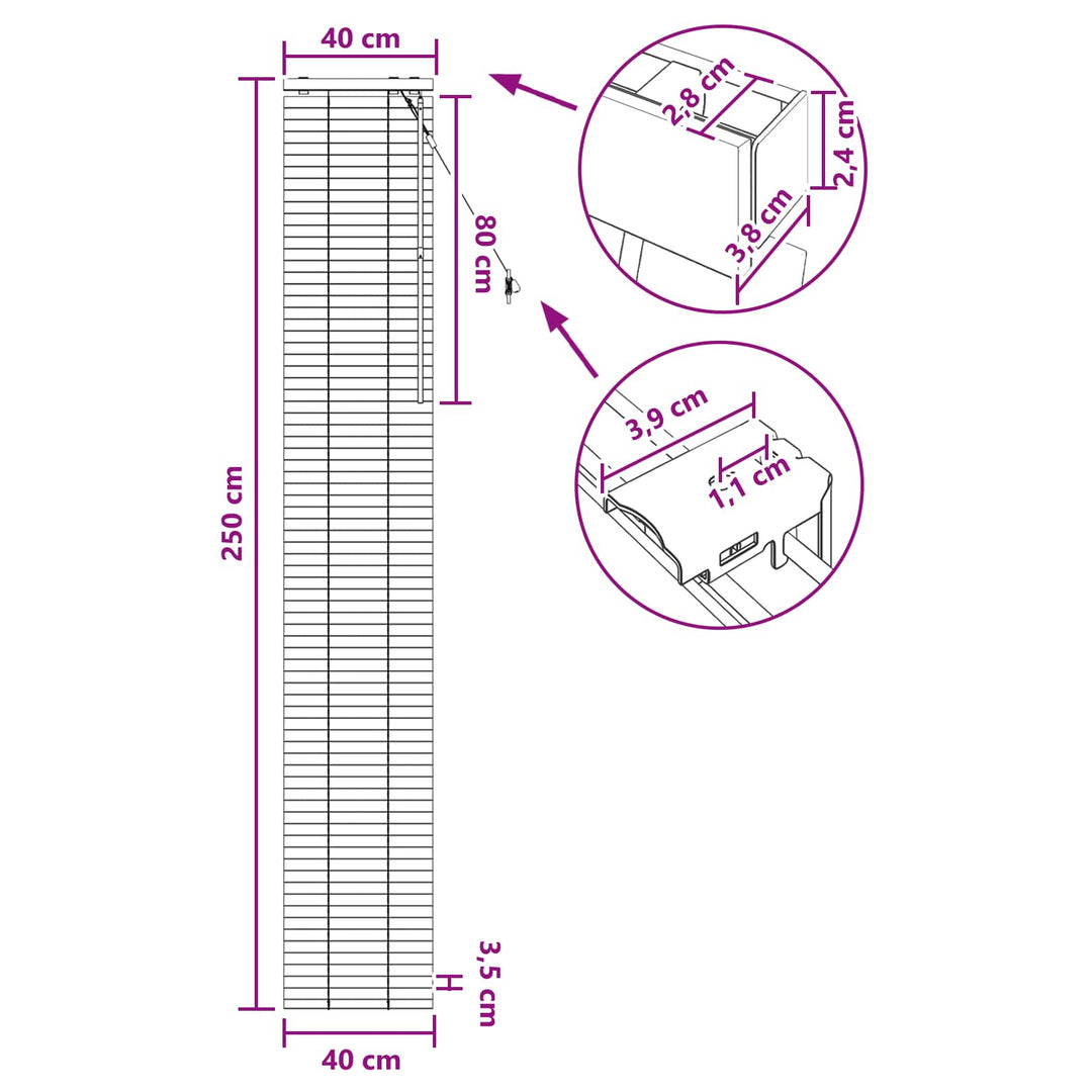Persienner Sort 40 x 250 cm 35 mm Massivt Paulownia Træ