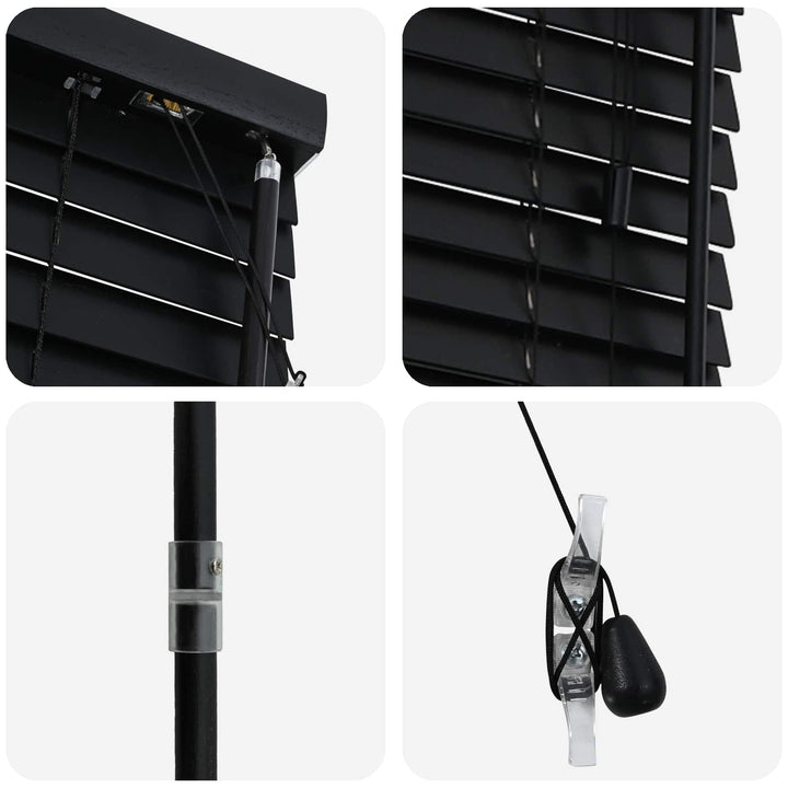 Persienner Sort 55 x 250 cm 35 mm Massivt Paulownia Træ