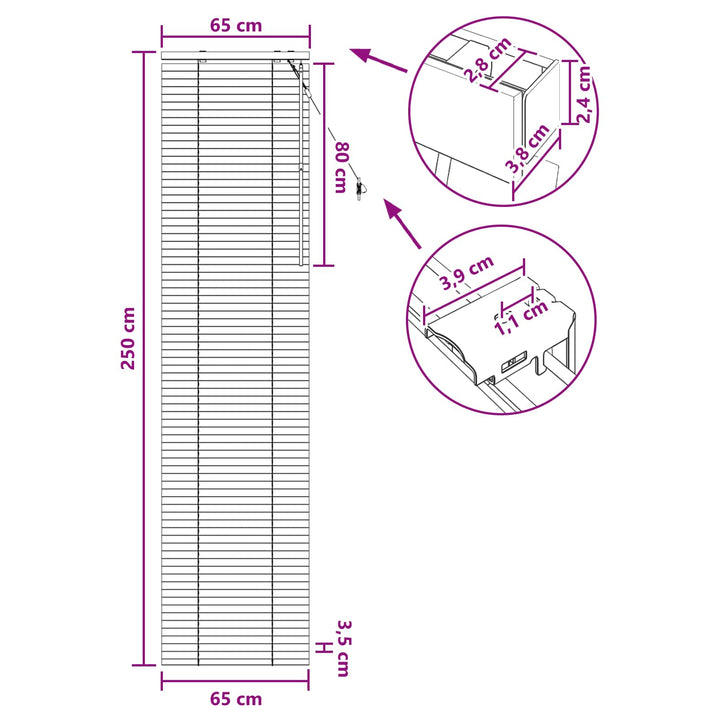 Persienner Sort 65 x 250 cm 35 mm Massivt Paulownia Træ