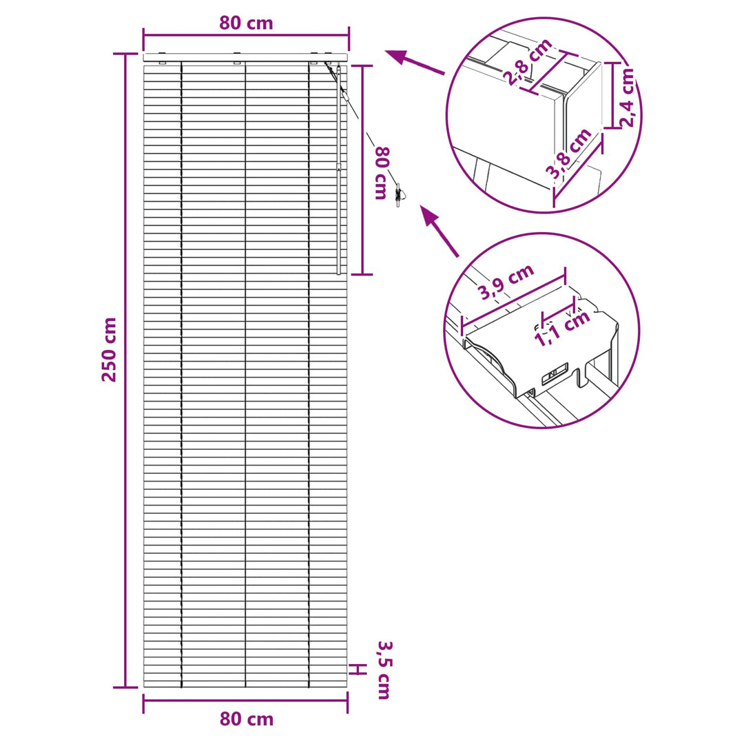 Persienner Sort 80 x 250 cm 35 mm Massivt Paulownia Træ