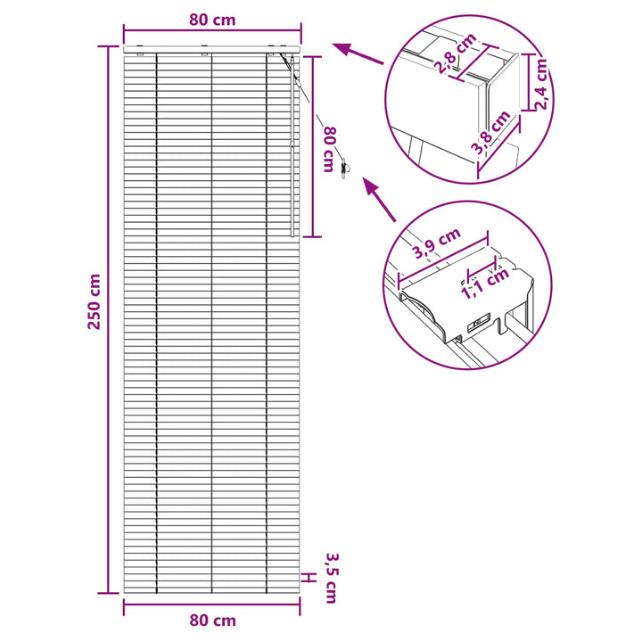 Persienner Sort 80 x 250 cm 35 mm Massivt Paulownia Træ