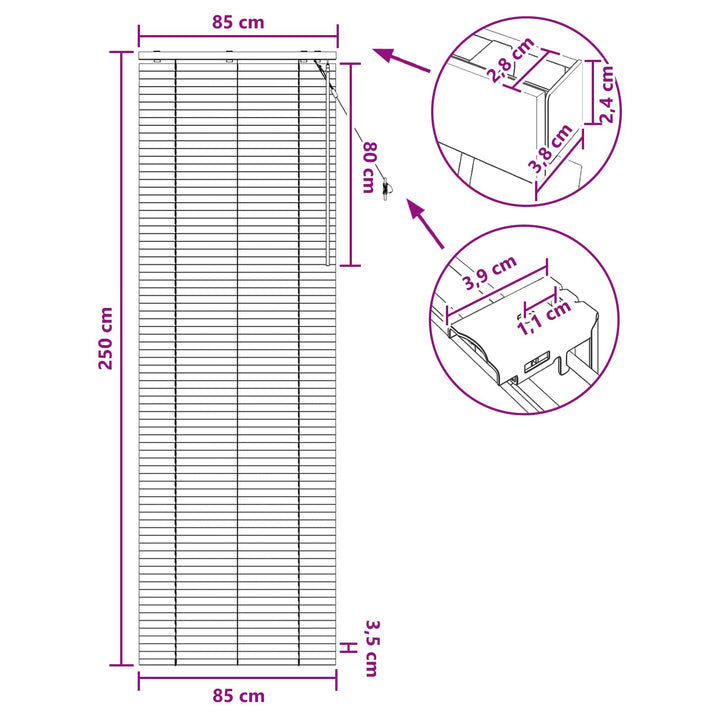 Persienner Sort 85 x 250 cm 35 mm Massivt Paulownia Træ