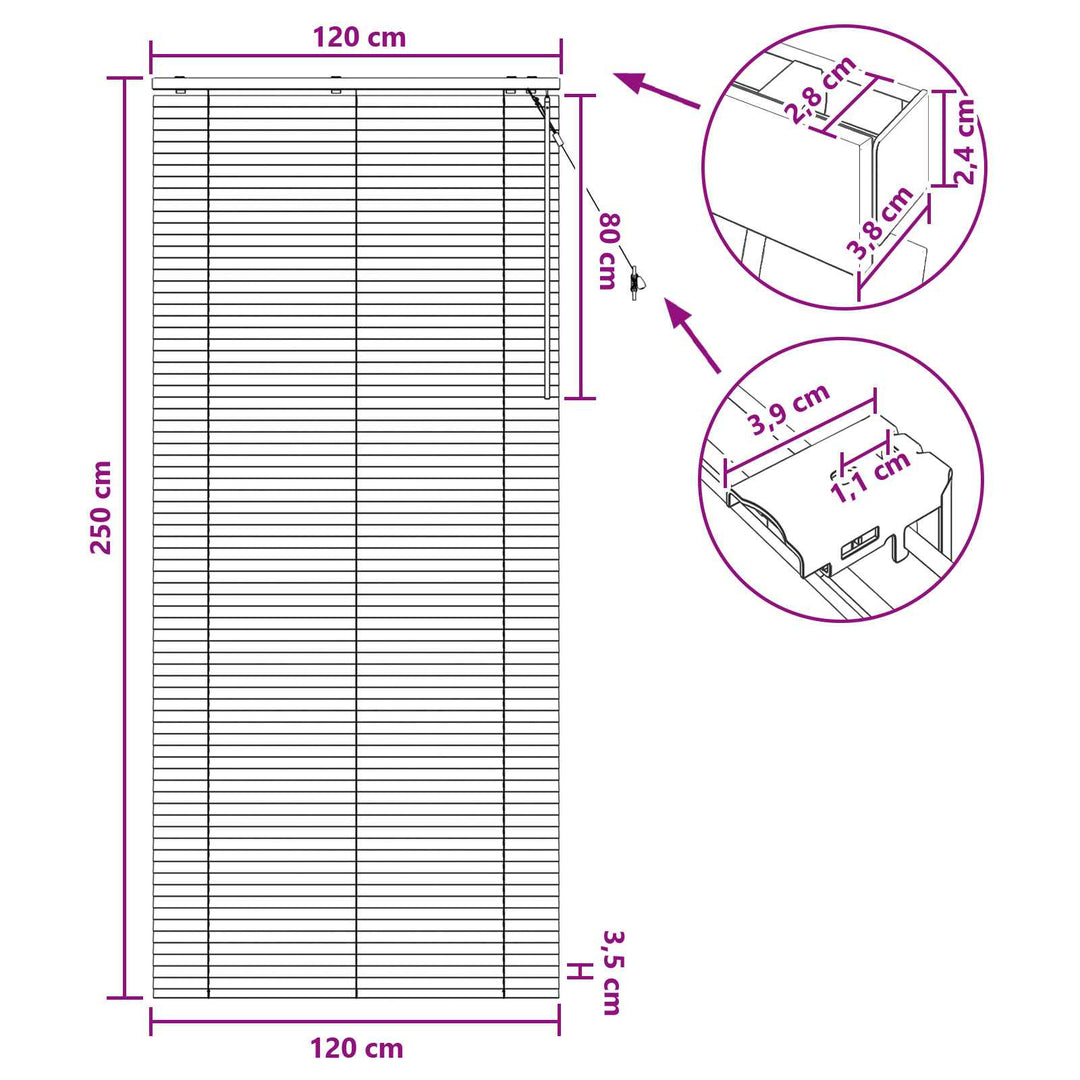 Persienner Sort 120 x 250 cm 35 mm Massivt Paulownia Træ
