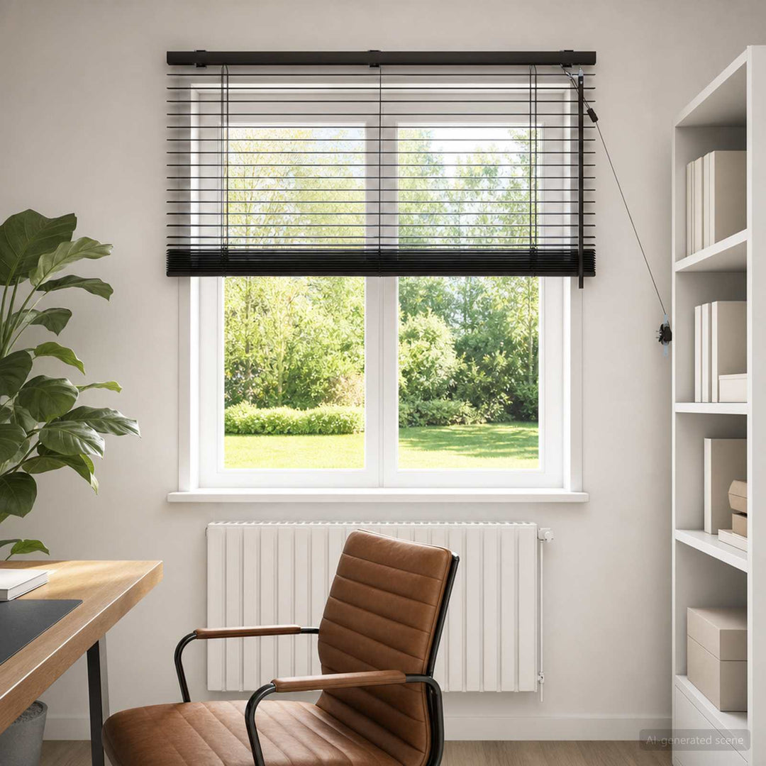 Persienner Mørk Brun 115 x 130 cm 35 mm Massivt Paulownia Træ