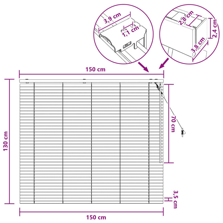 Persienner Mørk Brun 150 x 130 cm 35 mm Massivt Paulownia Træ