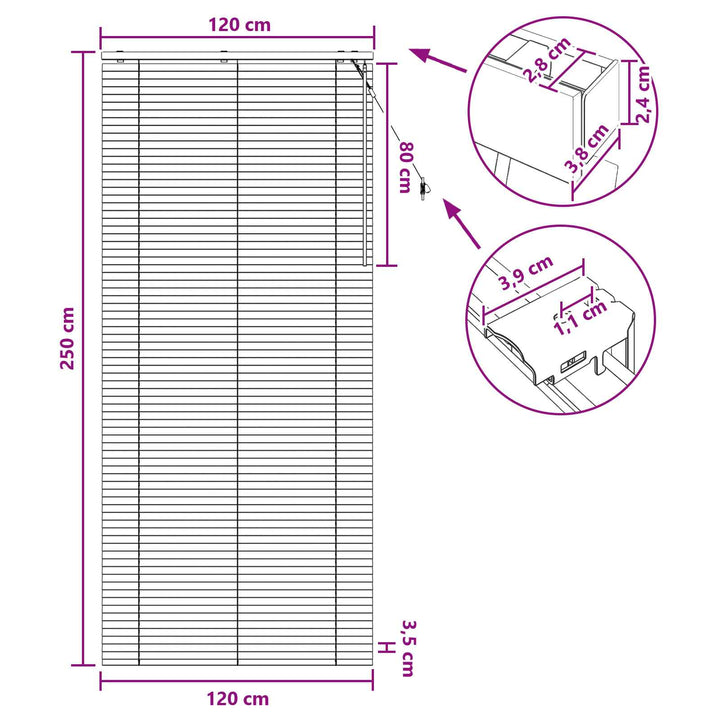 Persienner Mørk Brun 120 x 250 cm 35 mm Massivt Paulownia Træ