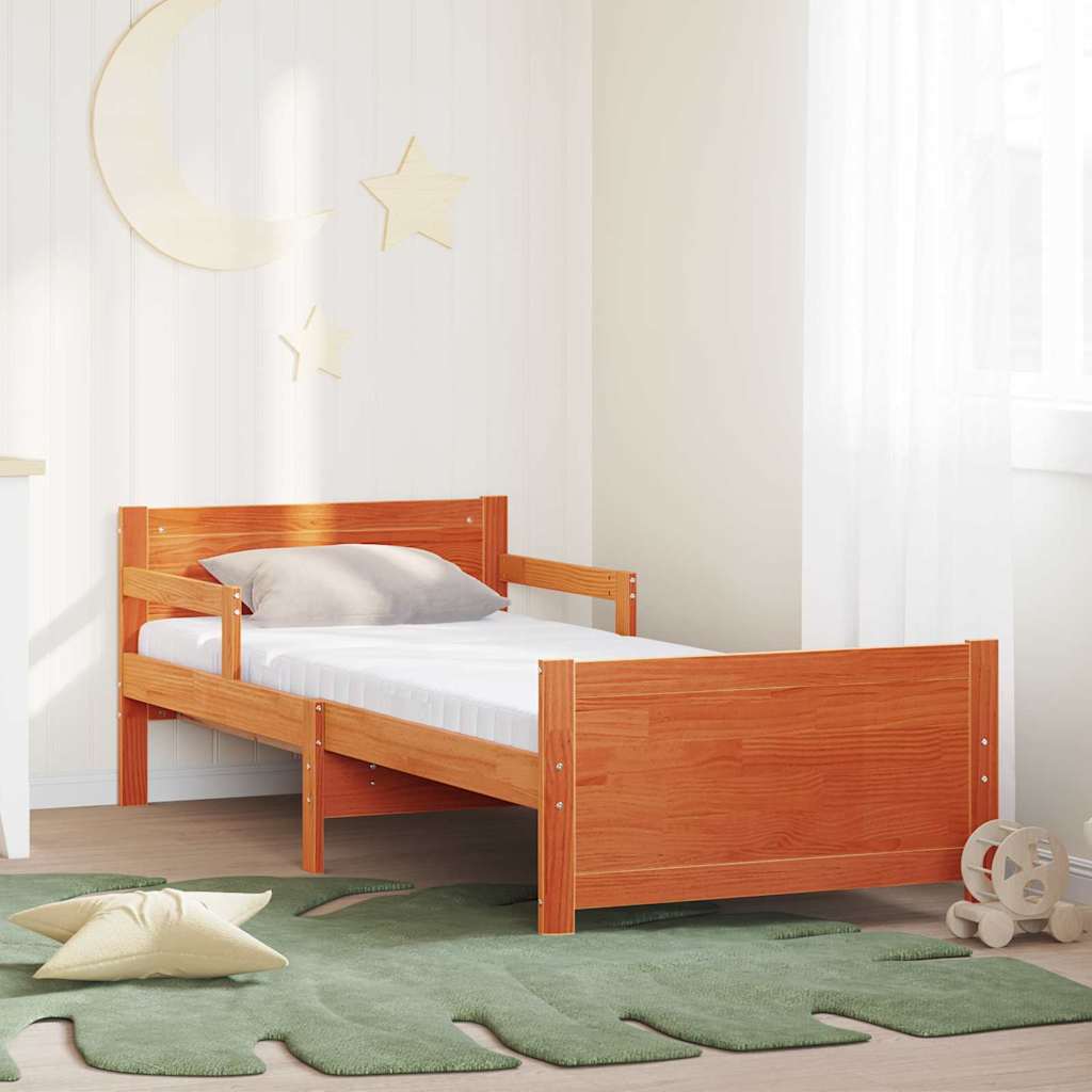 Sengestel med udvidelig madras Brun 80 x 200 cm Massiv fyrretræ