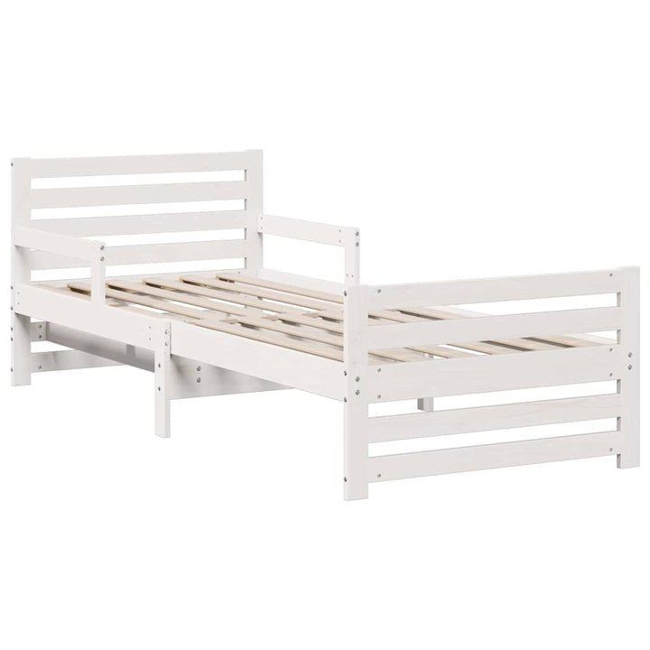 Sengestel med udtrækbar madras Hvid 80 x 200 cm Massiv fyrretræ