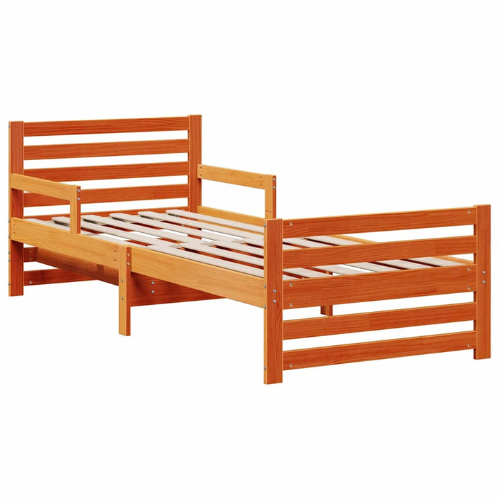 Sengestel med udtrækbar madras Brun 80 x 200 cm Massiv fyrretræ