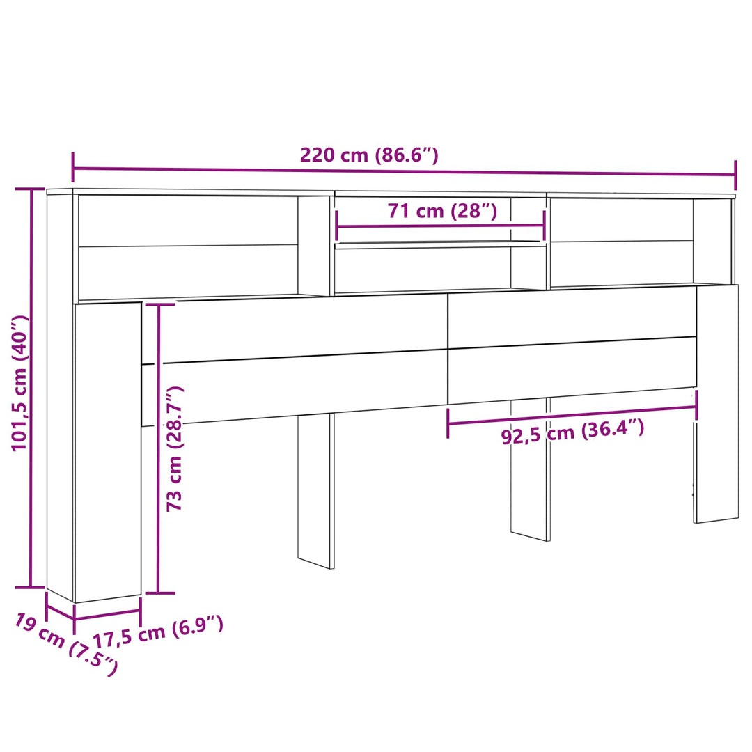 Hovedgærde Skab Gammelt træ 220 x 19 x 101,5 cm Konstrueret træ