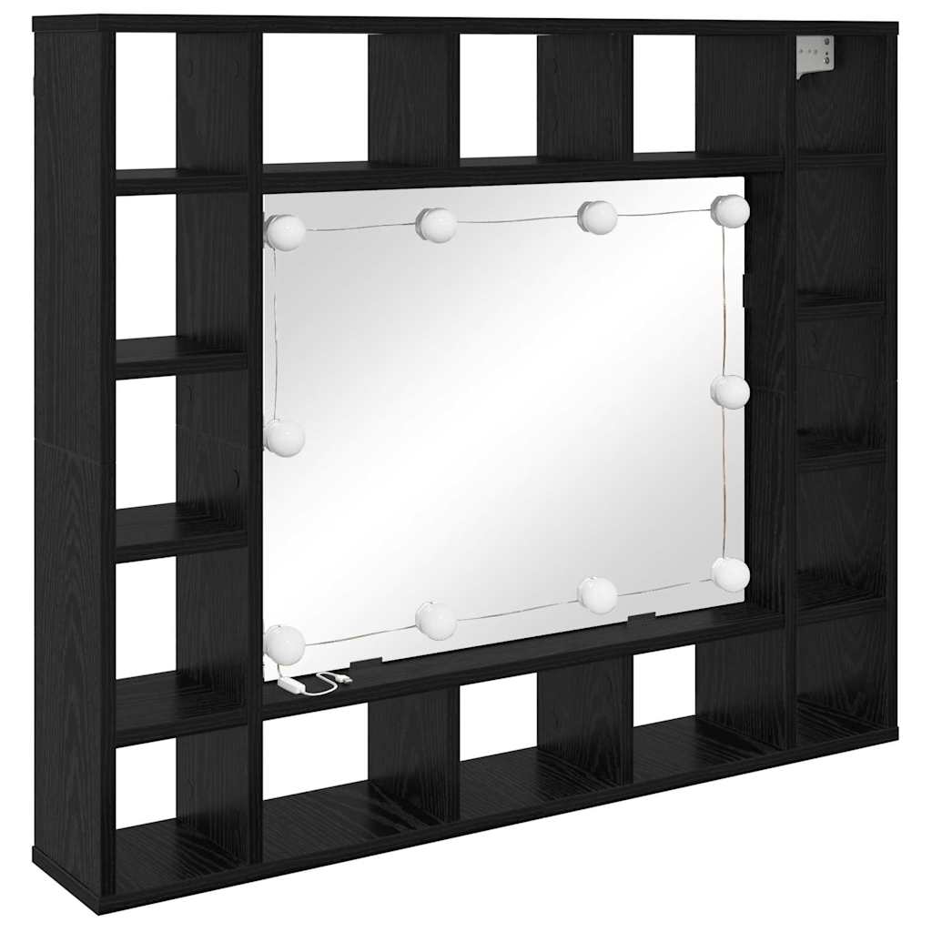 Spejlskab med hylde Sort eg 91 x 15 x 76,5 cm Konstrueret træ
