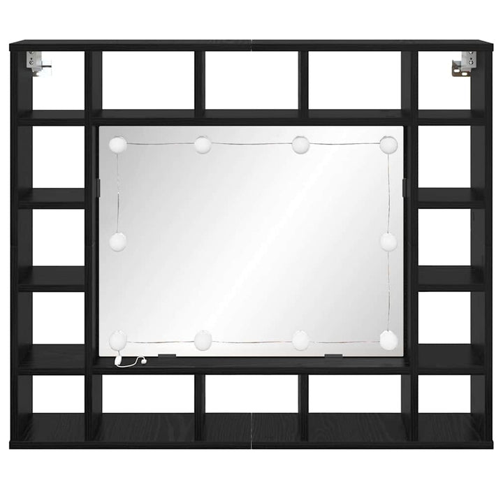 Spejlskab med hylde Sort eg 91 x 15 x 76,5 cm Konstrueret træ