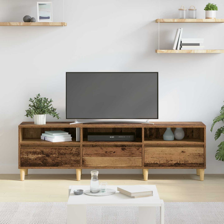 TV-skab med skuffe Gammelt træ 150 x 30 x 45 cm Konstrueret træ