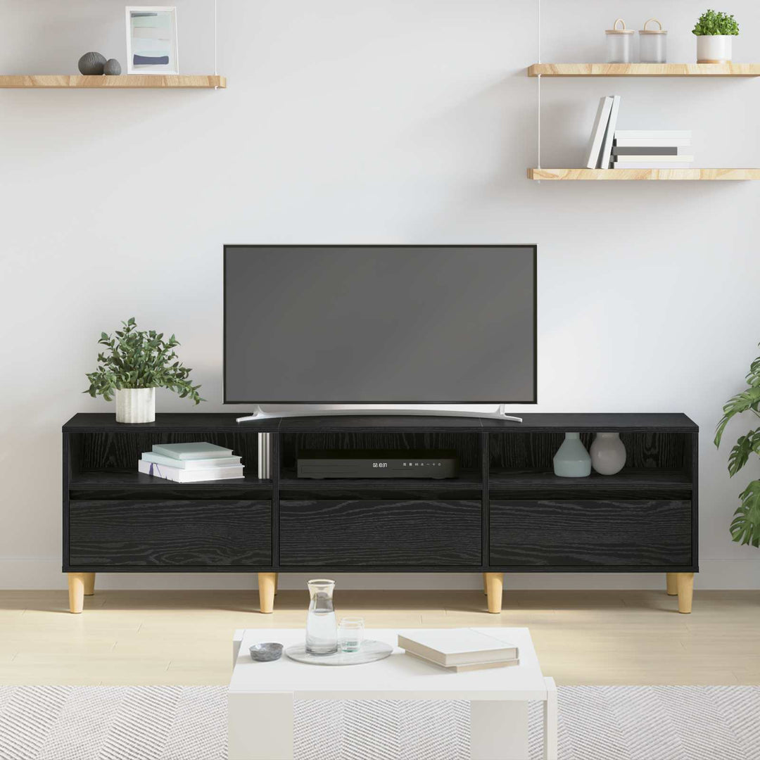 TV-skab med skuffe Sort eg 150 x 30 x 45 cm Konstrueret træ