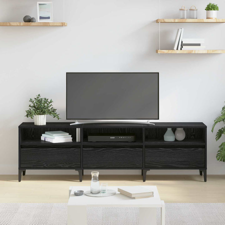 TV-skab Sort eg 150 x 30 x 45 cm Ingeniørt træ og jern