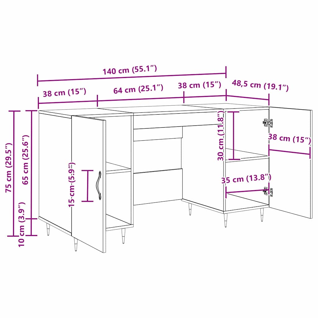 Bord med hylde Gammelt træ 140 x 50 x 75 cm Konstrueret træ