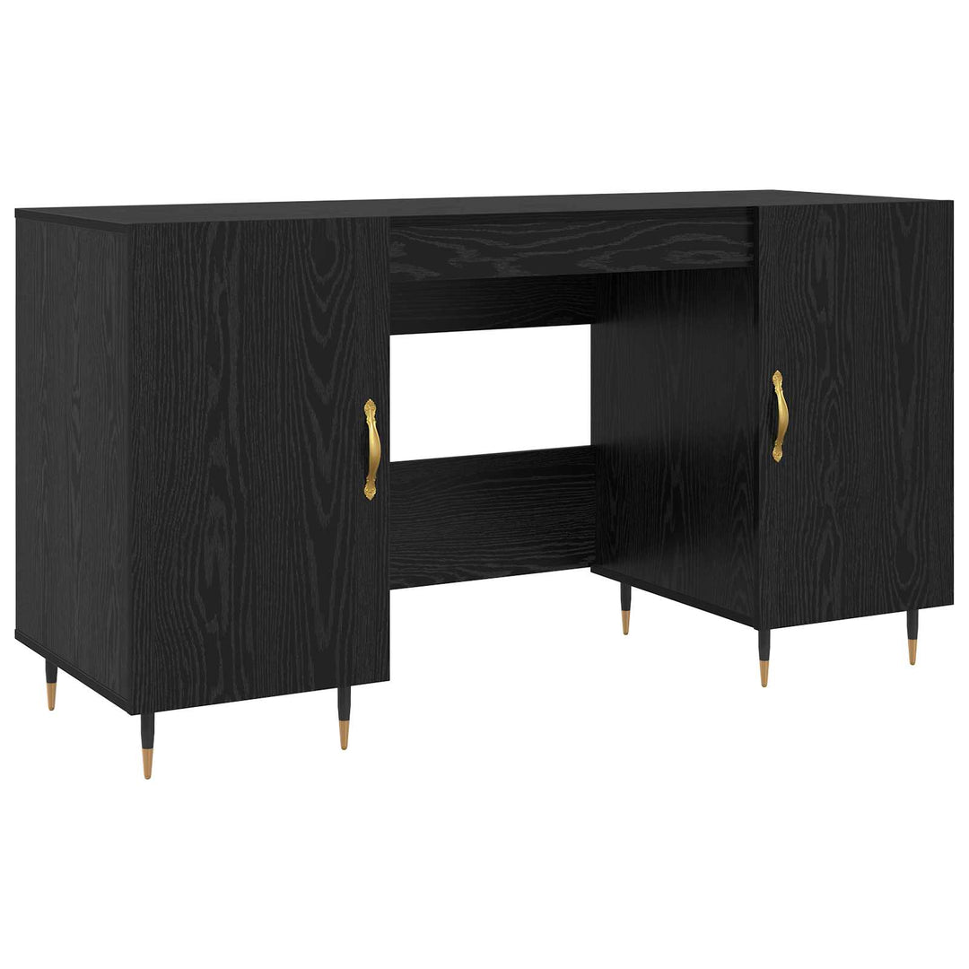 Bord med hylde med dør Sort eg 140 x 50 x 75 cm Konstrueret træ