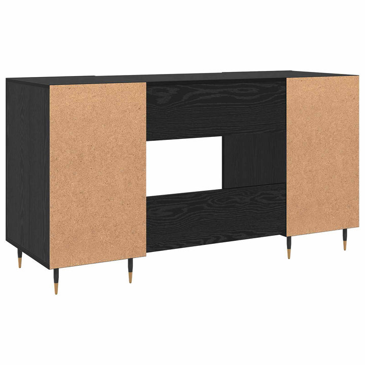 Bord med hylde med dør Sort eg 140 x 50 x 75 cm Konstrueret træ