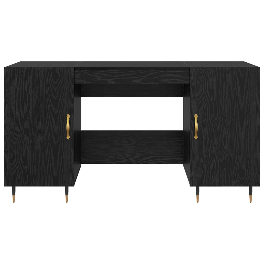 Bord med hylde med dør Sort eg 140 x 50 x 75 cm Konstrueret træ