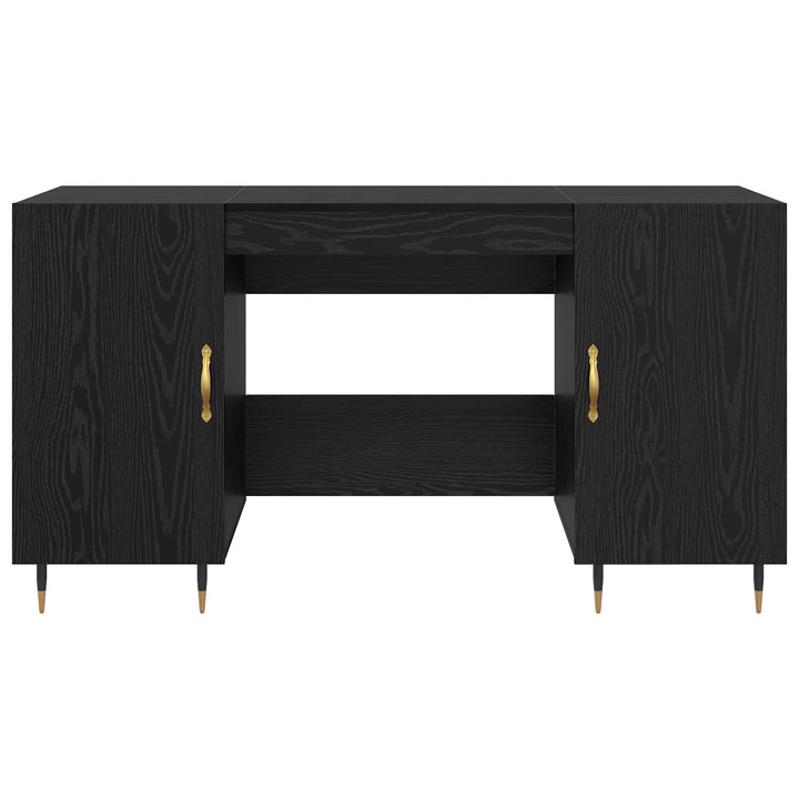 Bord med hylde med dør Sort eg 140 x 50 x 75 cm Konstrueret træ