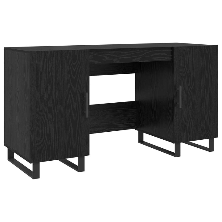 Bord med hylde med dør Sort eg 140 x 50 x 75 cm Konstrueret træ